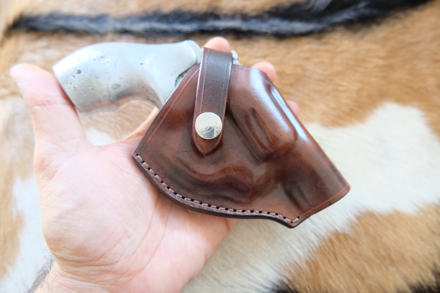 Leather OWB Horizontal Driving Holster For Smith And Wesson  J Frame
