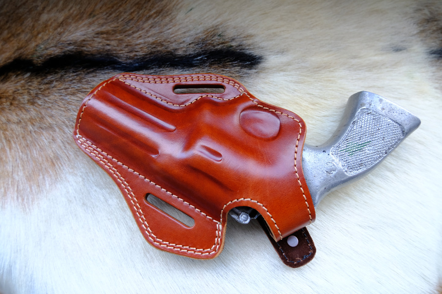 Leather OWB Holster For 357 Magnum Revolver 4 inch Barrel