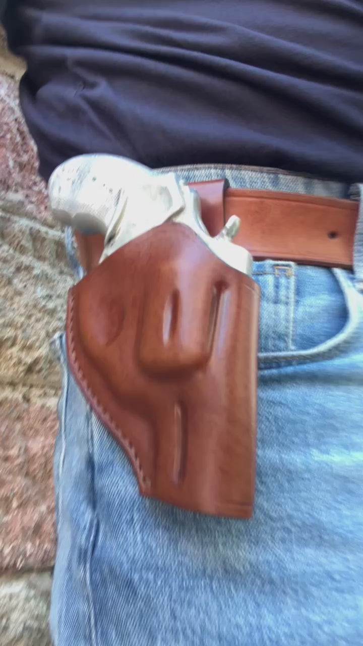 Hand-Stitched Leather OWB Holster for Taurus 856 Snub Nose 2"
