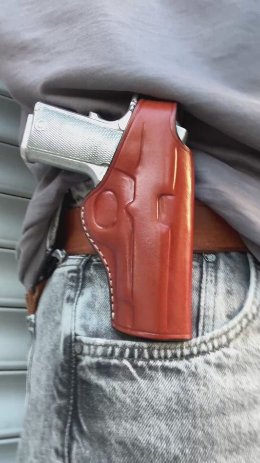 Leather Thumb Break owb Holster for Browning 1911 380 Black Label