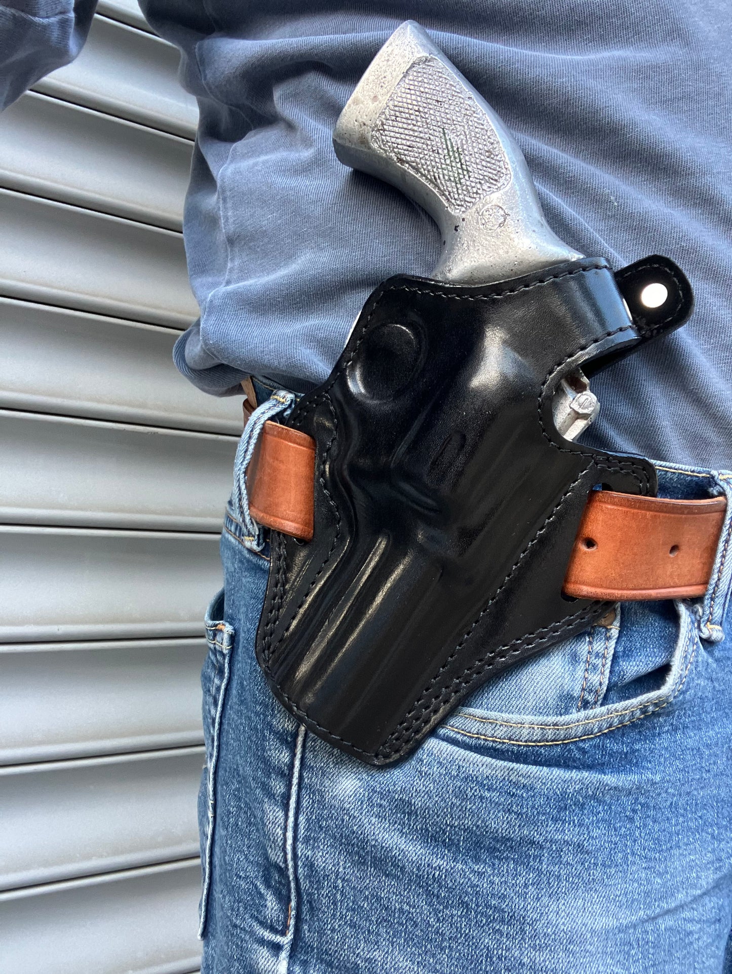 Leather OWB Holster For 357 Magnum Revolver 4 inch Barrel