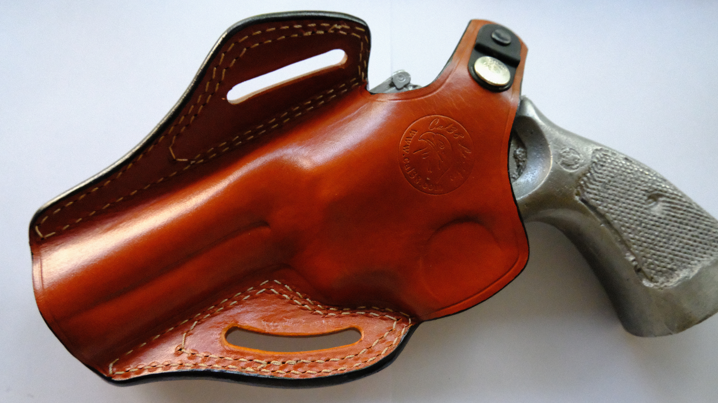 Leather Basket Weave OWB Holster for Smith and Wesson 686 357 Magnum 4 inch (R.H)