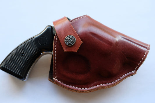 Cal38 | Leather Belt owb Holster Taurus Model 856 Snub Nose 38 Special Two Position Holster