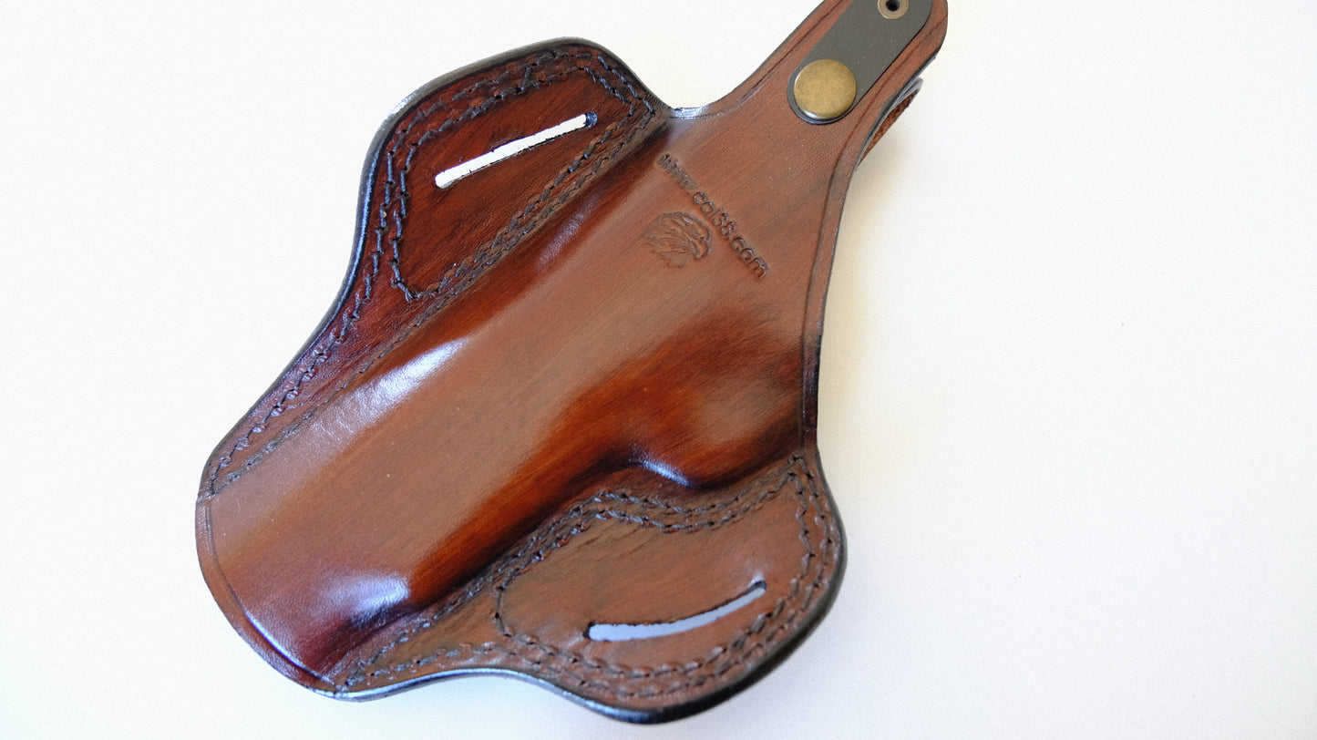 Cal38 Leather Springfield 1911 Operator 45ACP Leather owb Belt Basket Weave Holster 