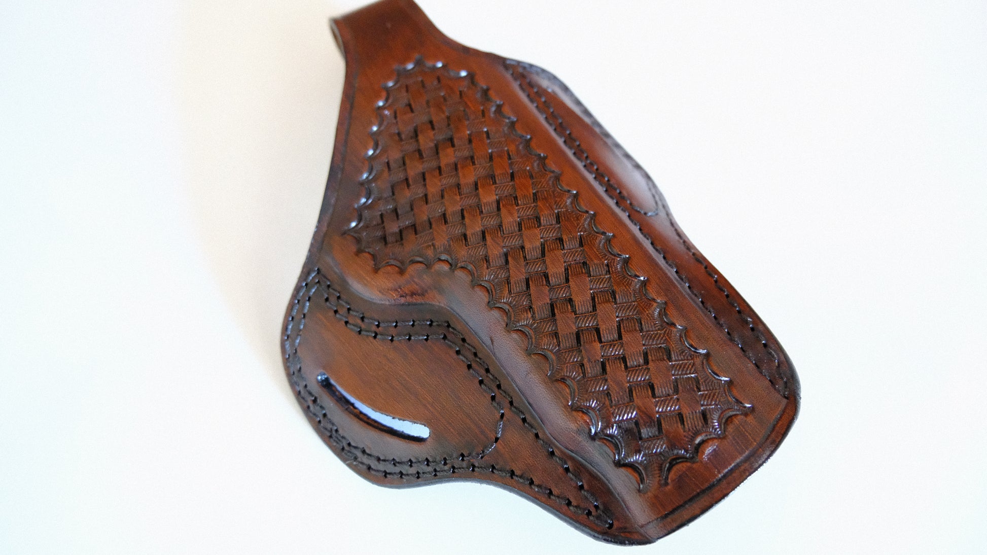 Cal38 Leather Springfield 1911 Operator 45ACP Leather owb Belt Basket Weave Holster 