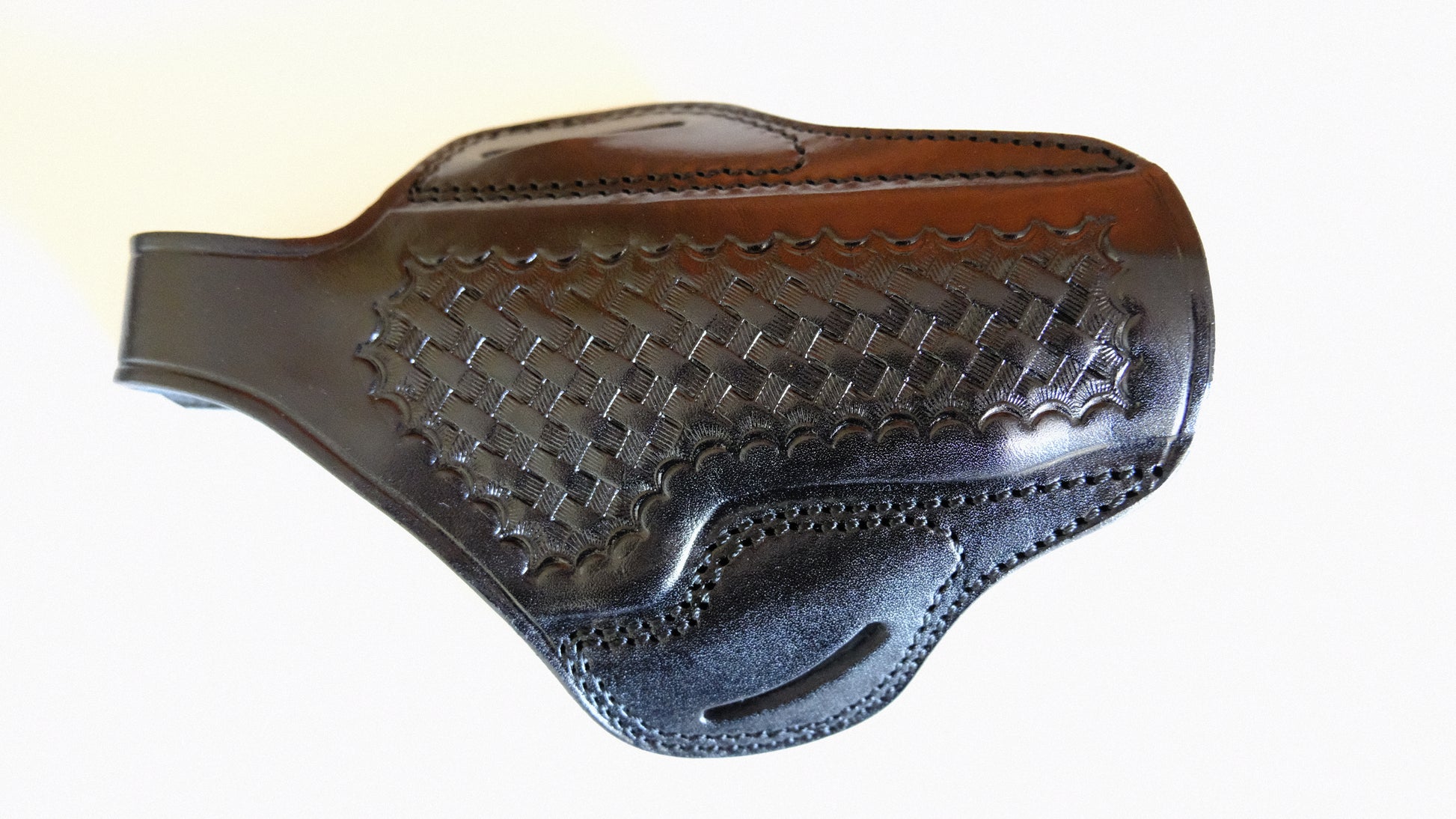 Cal38 Leather Springfield 1911 Operator 45ACP Leather owb Belt Basket Weave Holster 