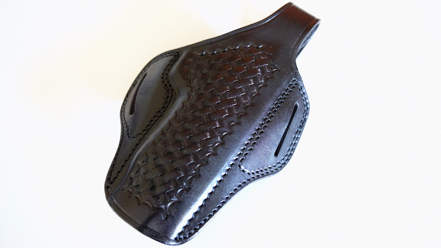 Cal38 Leather Springfield 1911 Operator 45ACP Leather owb Belt Basket Weave Holster 