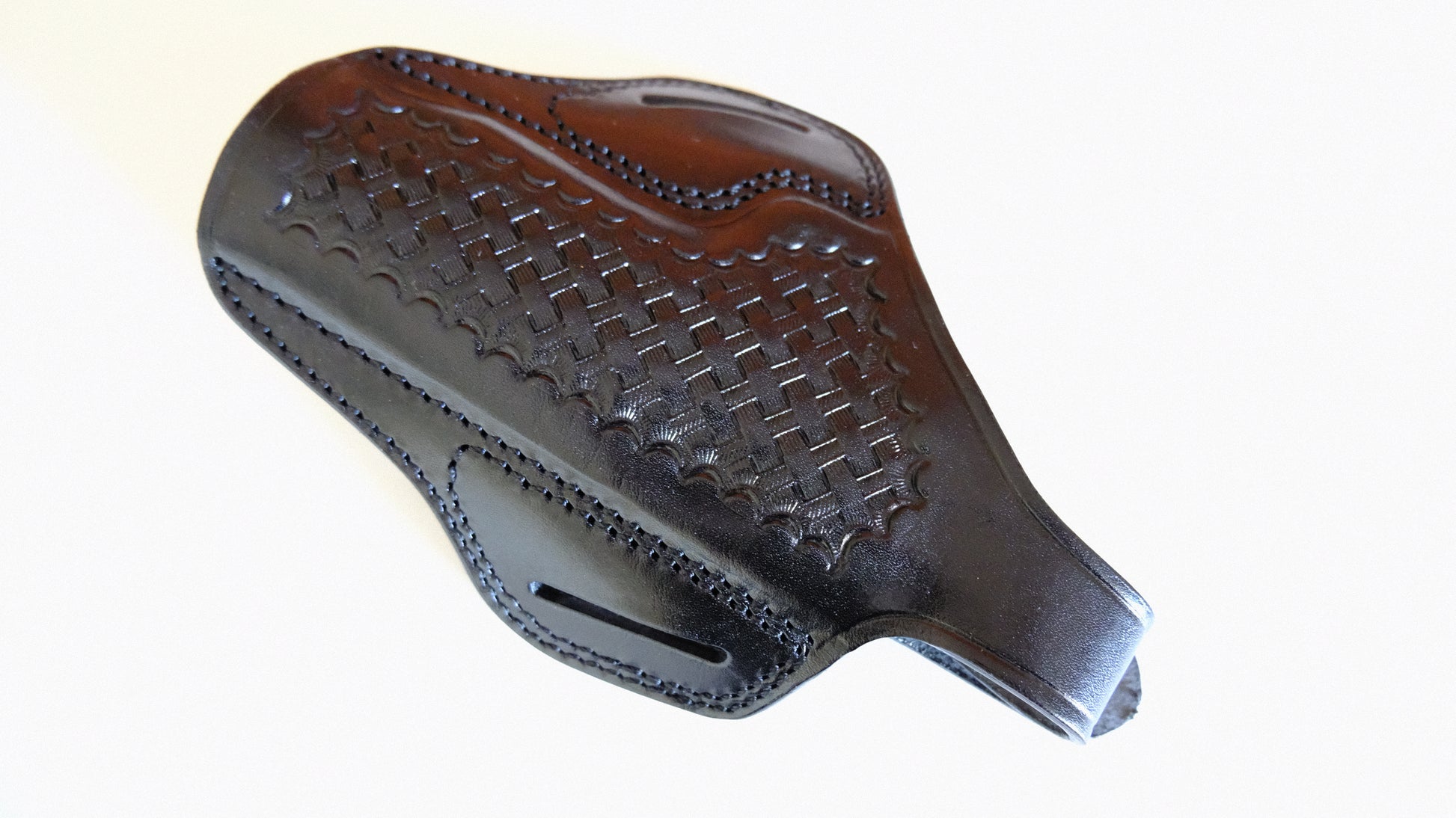 Cal38 Leather Springfield 1911 Operator 45ACP Leather owb Belt Basket Weave Holster 