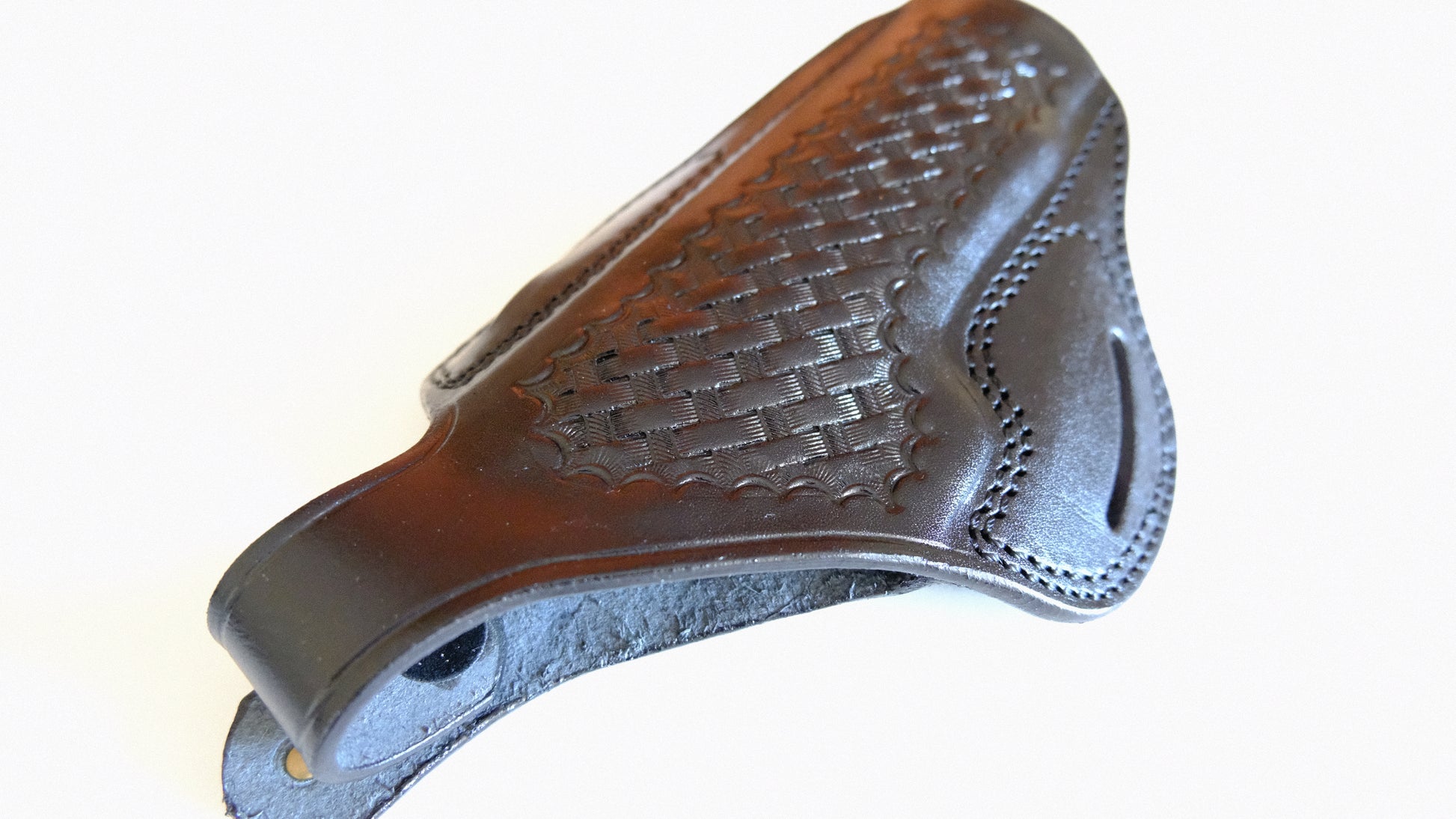 Cal38 Leather Springfield 1911 Operator 45ACP Leather owb Belt Basket Weave Holster 