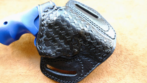  Cal38Leather Basket Weave Belt owb Holster For Smith and Wesson J Frame 38 Special