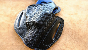 Cal38 Leather Basket Weave Belt owb Holster For Smith and Wesson J Frame 38 Special