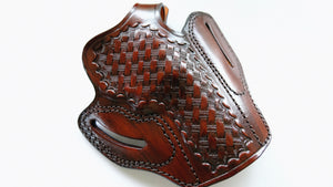 Cal38 Leather Basket Weave Holster For Taurus 85 with the 3" barrel 