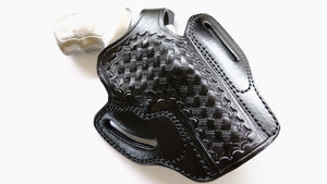 Cal38 Leather Basket Weave Holster For Taurus 85 with the 3" barrel 