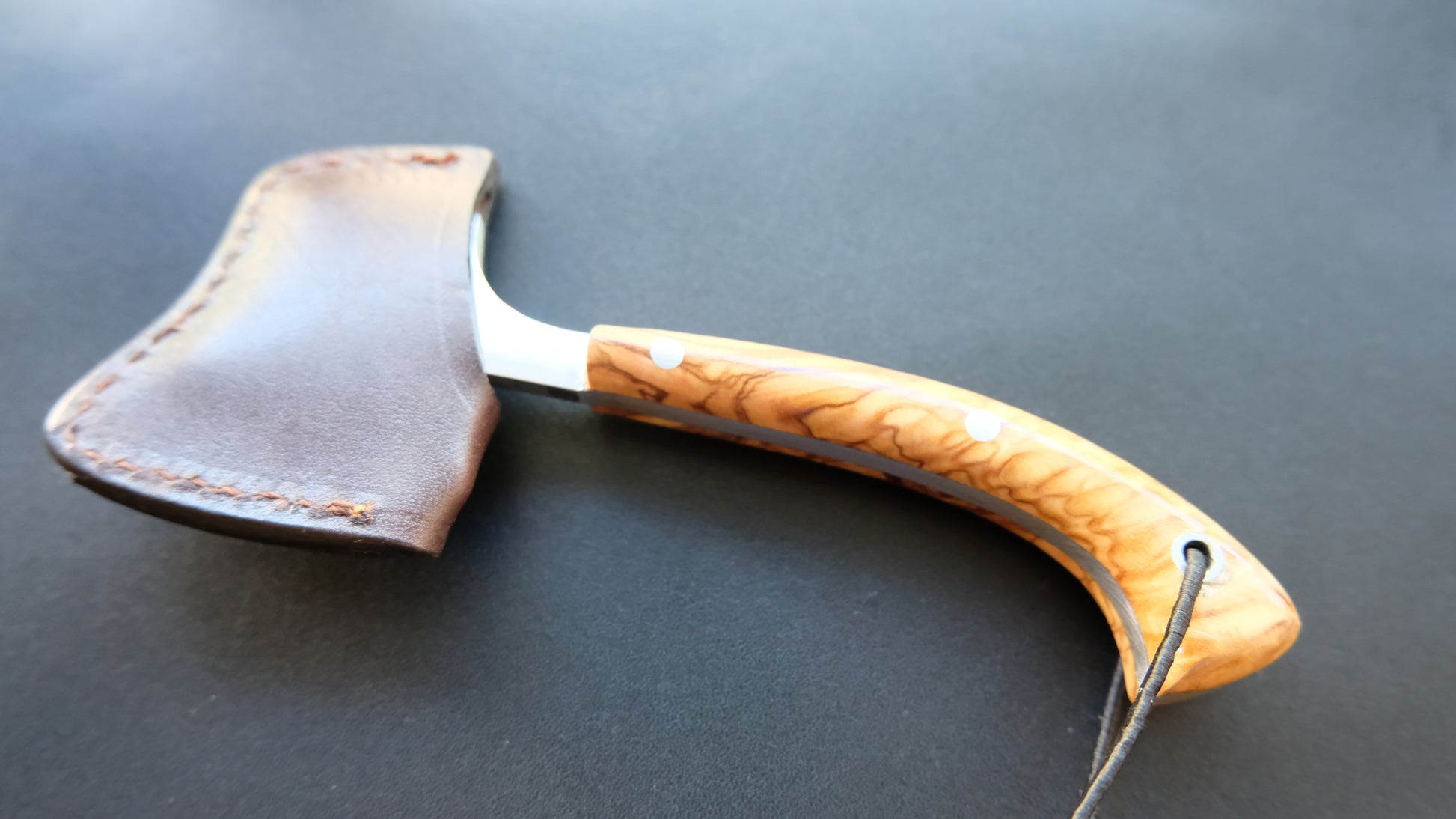 Cal38 Mini Axe Hatchet With Leather Sheath (Olive Wood Handle)