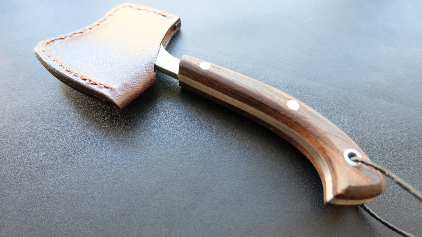 Cal38 Mini Neck Axe Hatchet With Leather Sheath (Wenge Wood Handle )