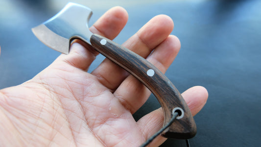Cal38 Mini Neck Axe Hatchet With Leather Sheath (Wenge Wood Handle )