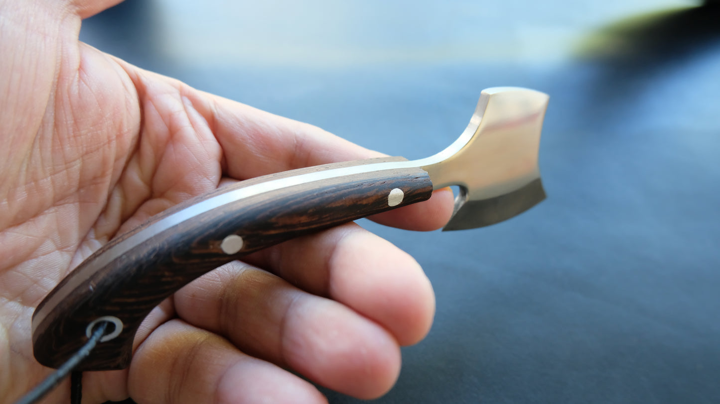 Cal38 Mini Neck Axe Hatchet With Leather Sheath (Wenge Wood Handle )