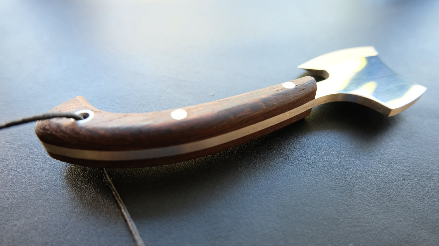 Cal38 Mini Neck Axe Hatchet With Leather Sheath (Wenge Wood Handle )