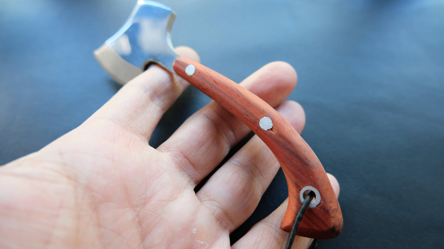 Cal38 Mini Neck Axe Hatchet Padauk Handle