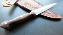 Load image into Gallery viewer, Cal38 Mini Dagger Knife With Leather Sheath (Walnut Wood Handle)