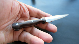 Cal38 Mini Dagger Knife With Leather Sheath (Walnut Wood Handle)