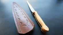 Load image into Gallery viewer, Cal38 Mini Dagger Knife With Leather Sheath (Olive Wood Handle)