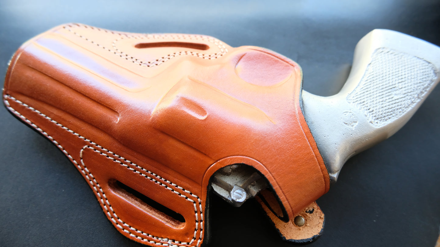 Cal38 Leather BELT Holster For Smith and Wesson 686 357 Magnum 4 inch