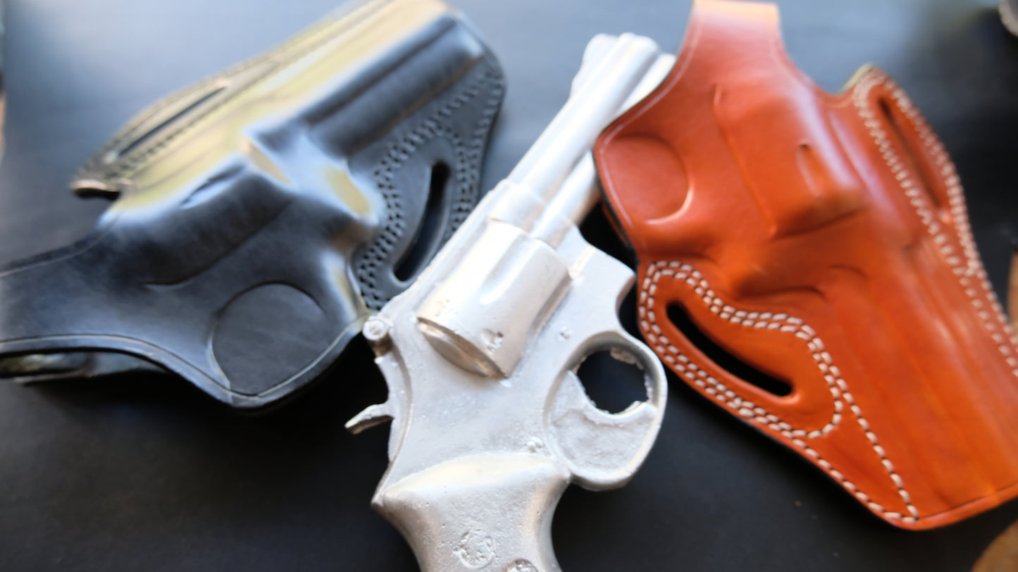 Cal38 Leather BELT Holster For Smith and Wesson 686 357 Magnum 4 inch