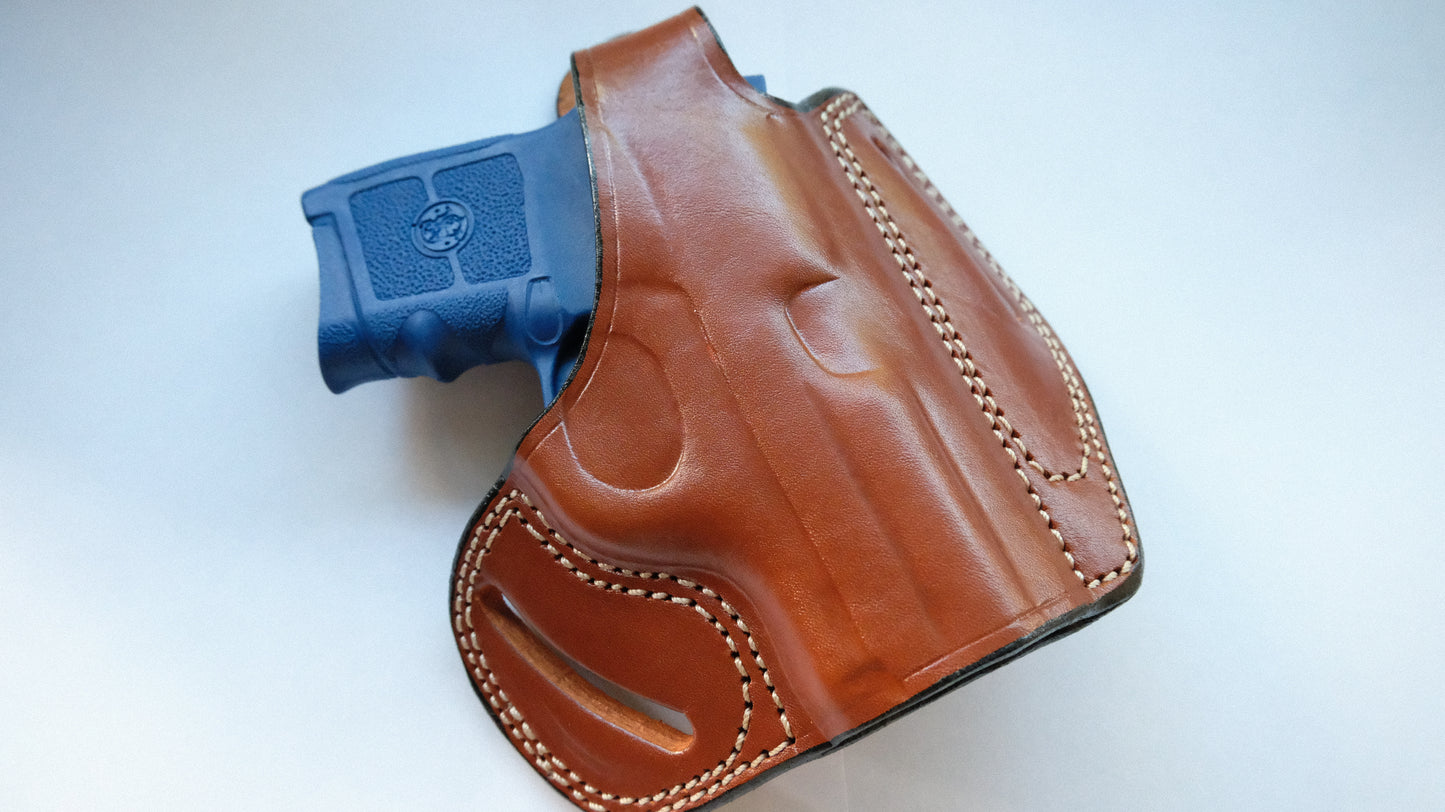  Cal38 Leather Belt OWB Holster For Smith & Wesson M&P 380 Bodygaurd