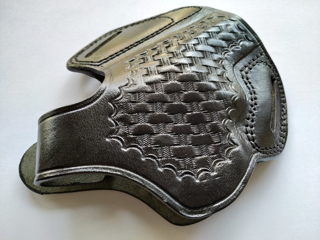 Handcrafted Leather Belt Basket Weave Holster for Smith and Wesson 686 Snub Nose (R.H)