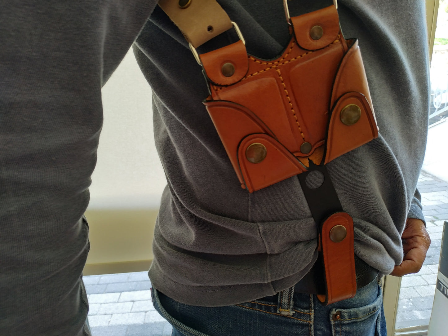 Vertical Leather Shoulder Holster with Ammo Pouches For Smith and wesson 357 magnum 3,or 4 inch