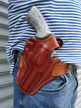 Load image into Gallery viewer, Handcrafted Leather Belt owb Holster For Smith and Wesson 686 4 inch (R.H)