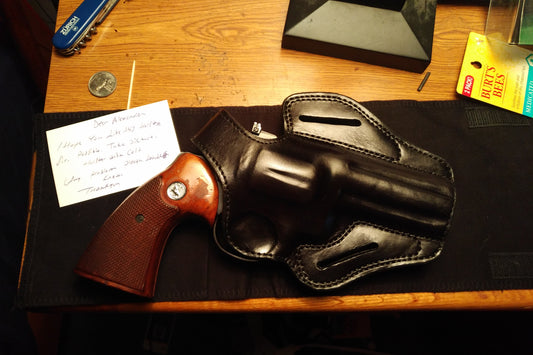 Leather Belt owb Holster For Colt Trooper 357 Magnum 4 inch barrel