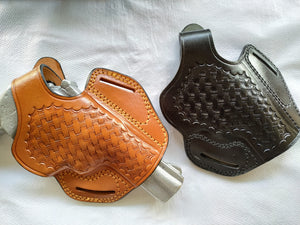 Cal38 | Leather Belt owb Basket Weave Holster Smith and Wesson 686 