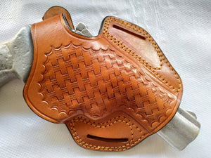 Cal38 | Leather Belt owb Basket Weave Holster Smith and Wesson 686 