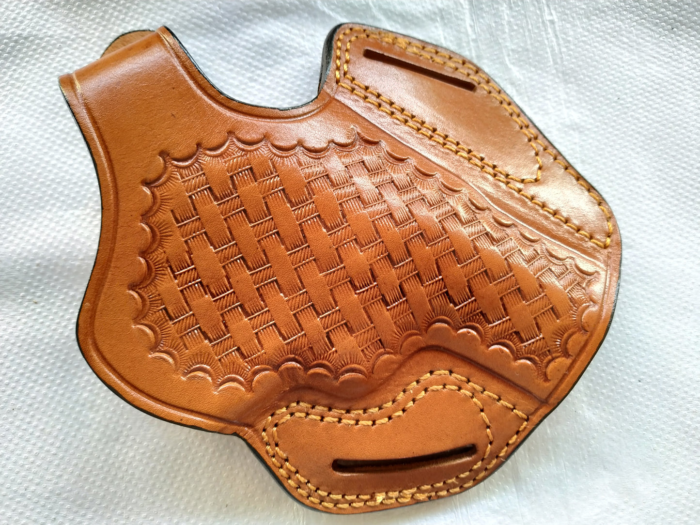Cal38 | Leather Belt owb Basket Weave Holster Smith and Wesson 686 