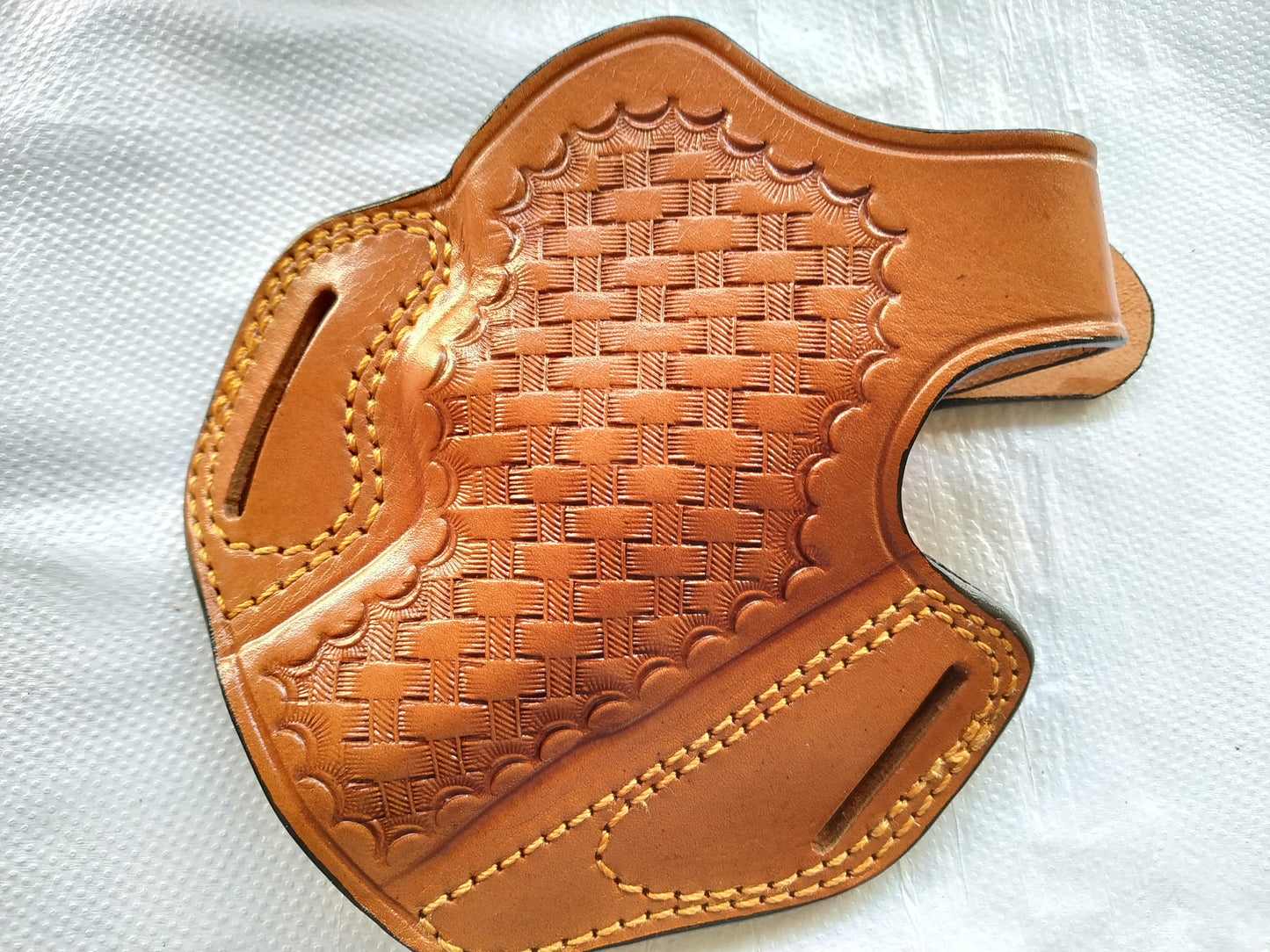 Cal38 | Leather Belt owb Basket Weave Holster Smith and Wesson 686 