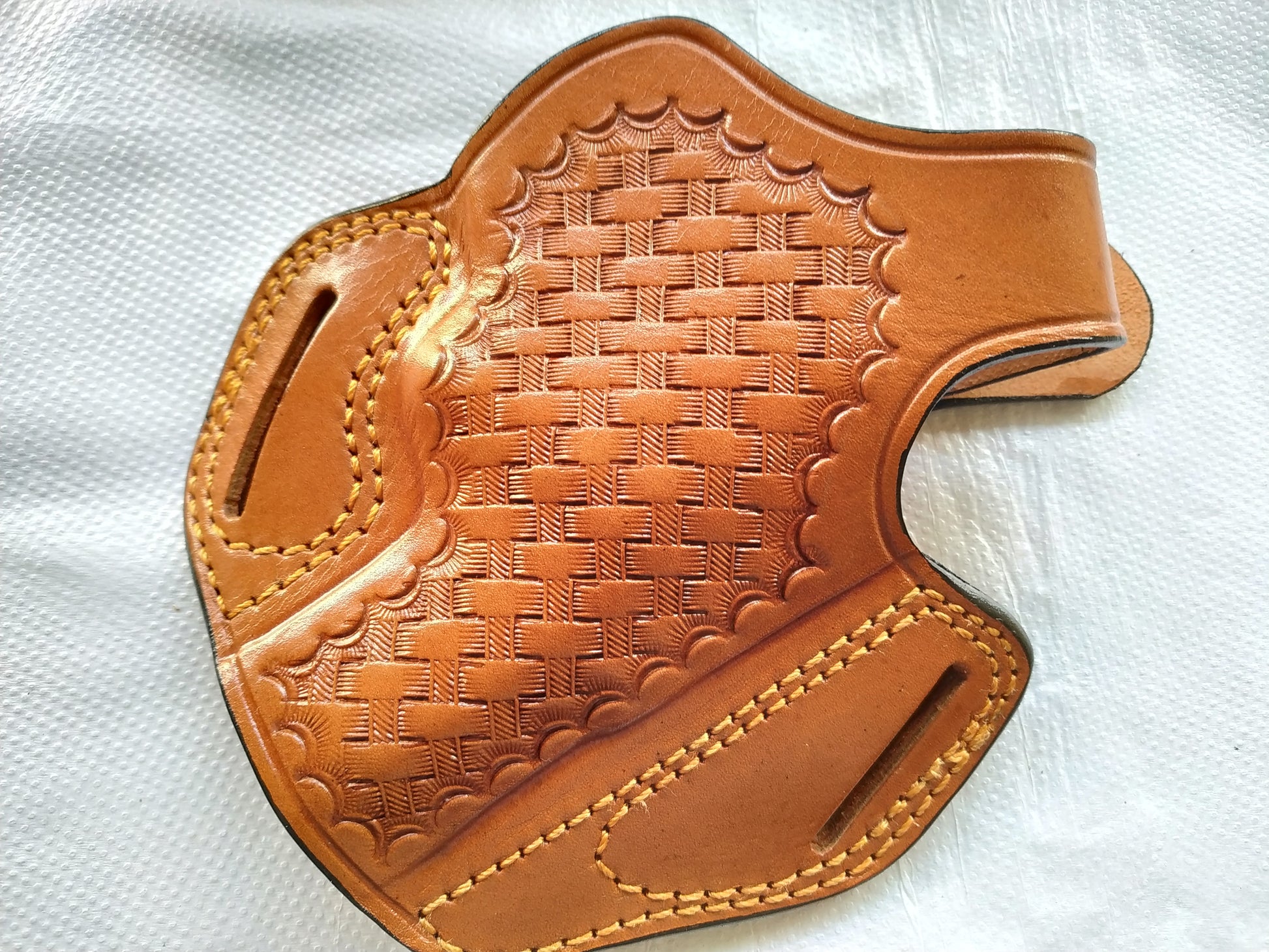 Cal38 | Leather Belt owb Basket Weave Holster Smith and Wesson 686 