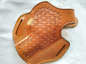Cal38 | Leather Belt owb Basket Weave Holster Smith and Wesson 686 