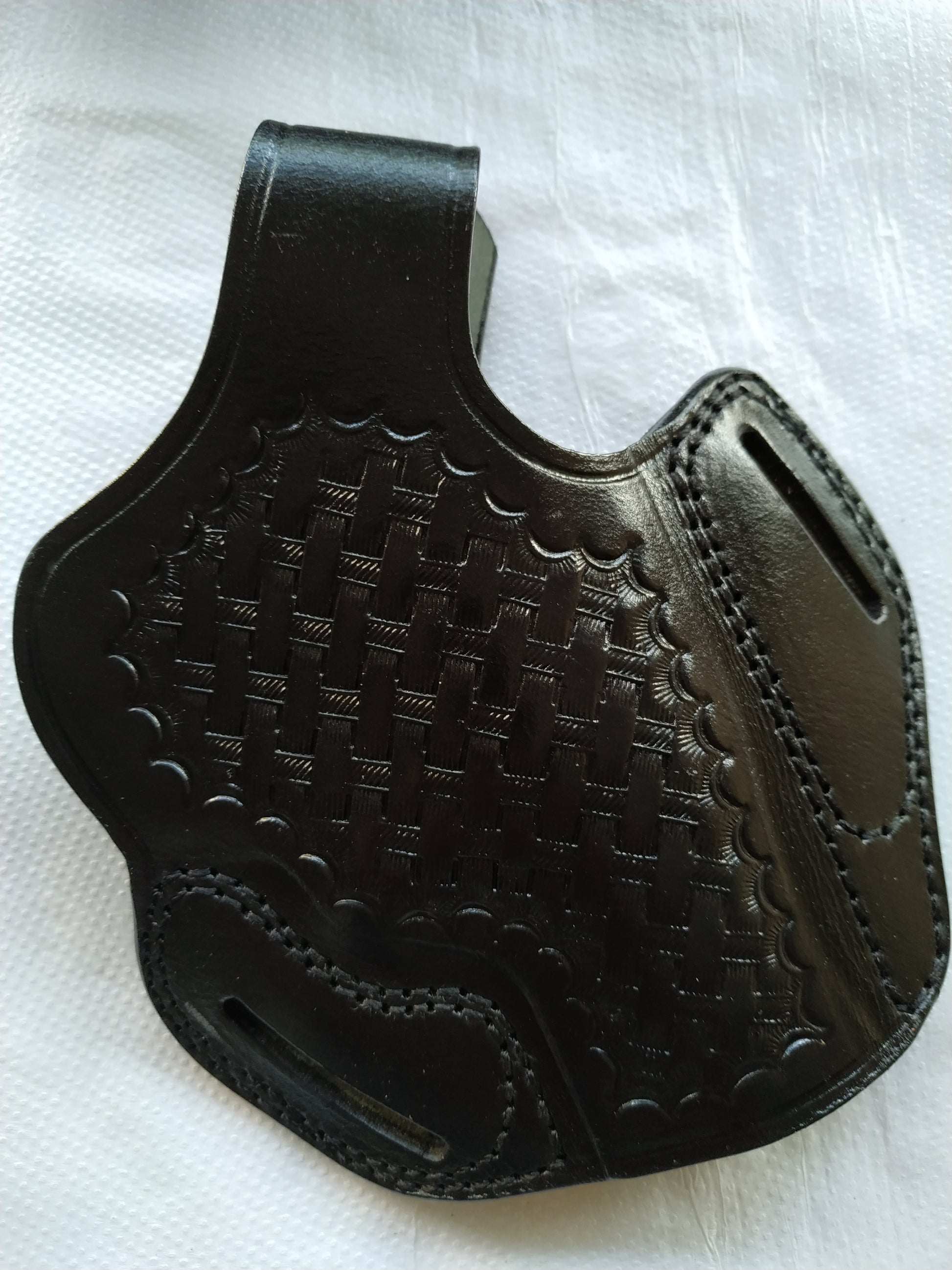 Cal38 | Leather Belt owb Basket Weave Holster Smith and Wesson 686 